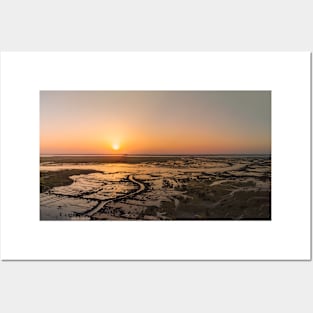 Aerial View of Esteiro da Tojeira at sunset Posters and Art